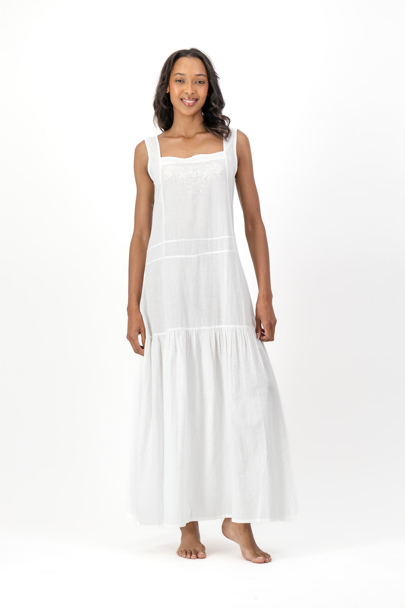 Ophelia Embroidered Dress Handloom - White