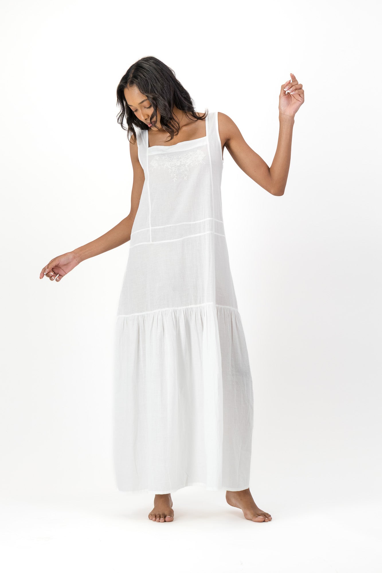 Ophelia Embroidered Dress Handloom - White