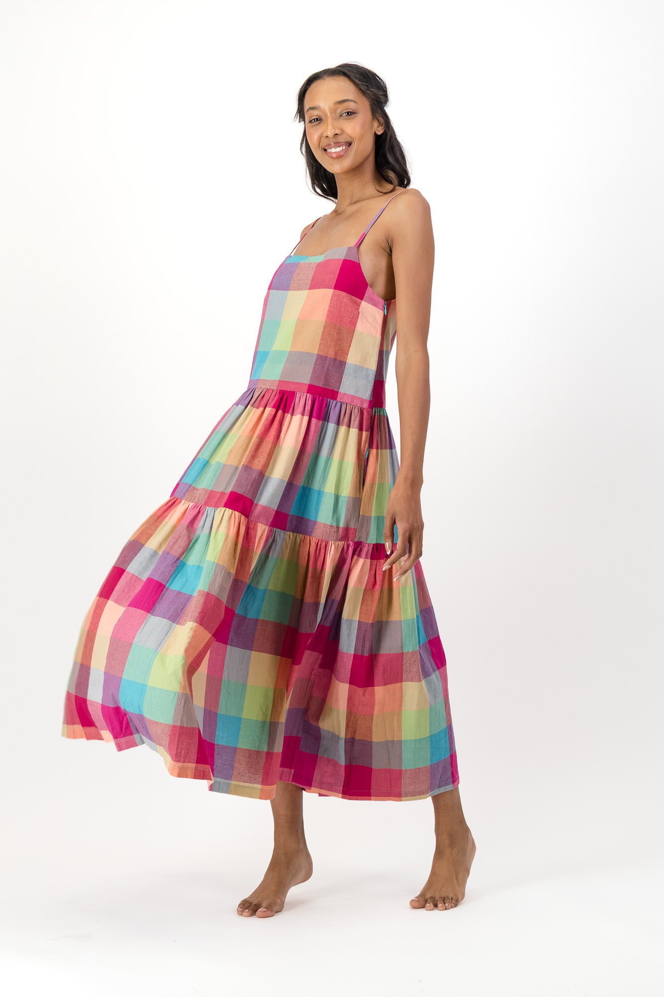 Ruby Dress Handloom - Pink Stamps