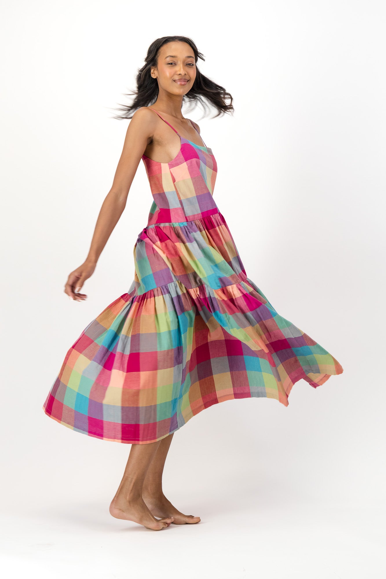 Ruby Dress Handloom - Pink Stamps